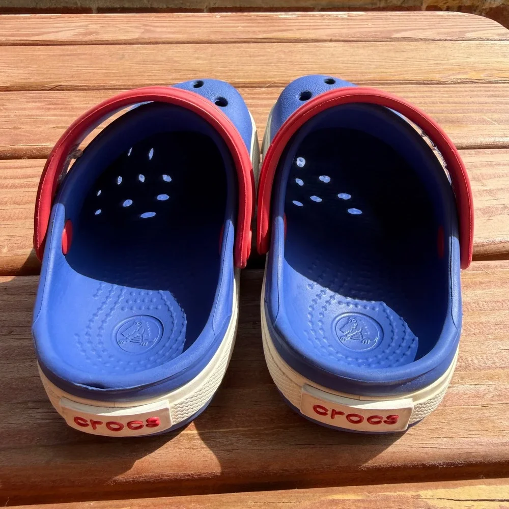 Crocs Kids Crocband Clog Blue Red White Slip On Water Shoes Size‎ 6/7 204537